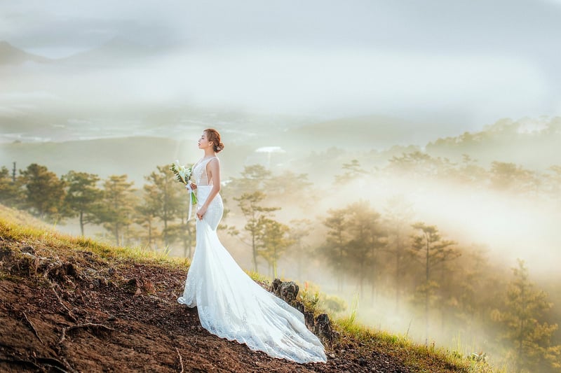 Woman in elegant wedding attire